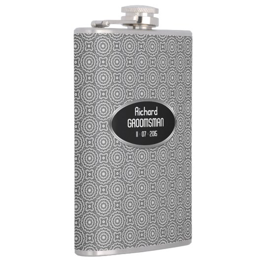 Groovy Silver Circles personalisieren Hip Flask Flachmann (Rechts)