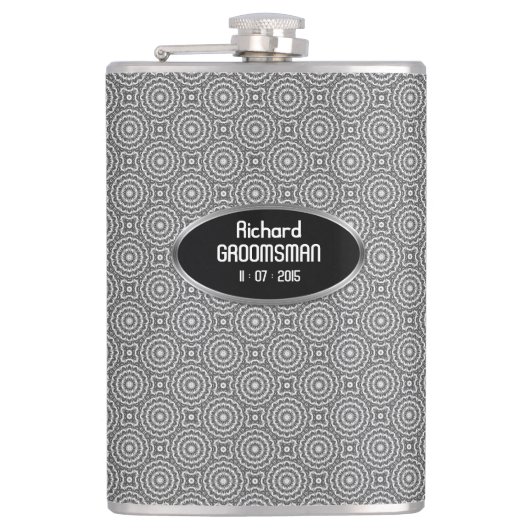 Groovy Silver Circles personalisieren Hip Flask Flachmann (Vorderseite)