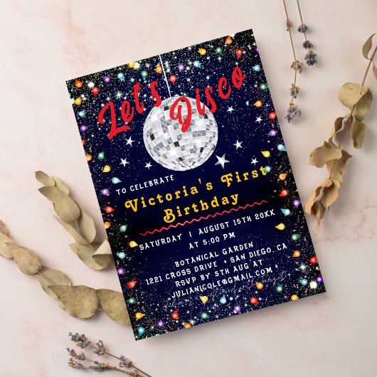 Groovy Silver Disco Ball Party Einladung