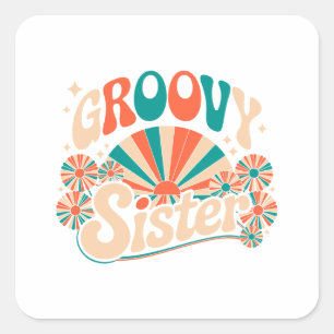 Groovy Sister Boho Vibes Quadratischer Aufkleber