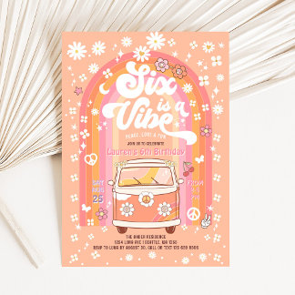 Groovy Six ist ein Vibe Van Bus 6. Geburtstag Einladung