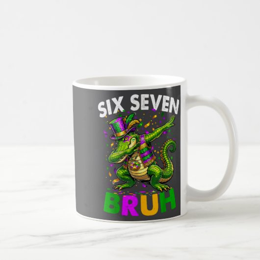 Groovy Six Seven Bruh Alligator Dabbing Mardi Gras Kaffeetasse (Rechts)