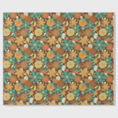 Groovy Sixties Retro Blume Power in Brown Geschenkpapier (Flach)