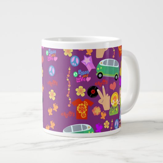 Groovy Sixties Violet Pattern Jumbo-Tasse (Vorderseite Rechts)