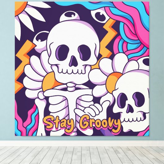 Groovy skeleton leinwanddruck (Insitu (Holzboden))