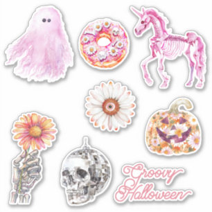 Groovy Skelett Einhorn Geist Hand Halloween Aufkleber