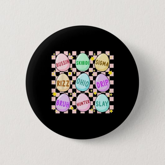 Groovy Skibidi Ostern Egg Funny Rizz Meme Oster H Button (Vorderseite)