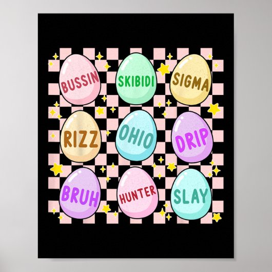 Groovy Skibidi Ostern Egg Funny Rizz Meme Oster H Poster (Vorne)