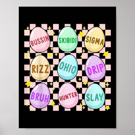 Groovy Skibidi Ostern Egg Funny Rizz Meme Oster H Poster (Vorne)
