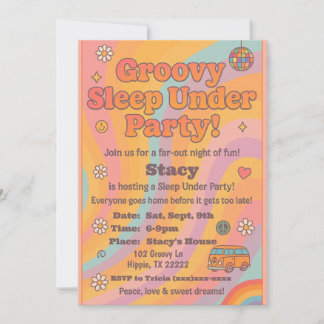 Groovy Sleep Under Birthday Party Invitation Einladung
