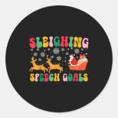 Groovy Sleighing Speech Goal Reindeer Christmas Sp Runder Aufkleber (Vorderseite)