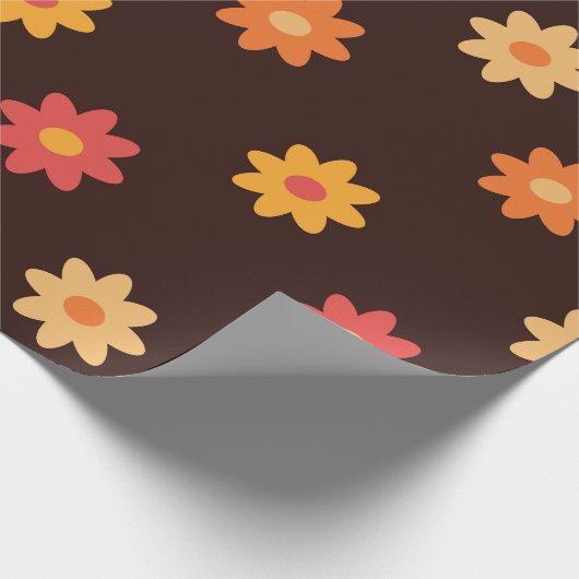 Groovy Small Retro 70er Farbige Blume Muster Geschenkpapier (Ecke)
