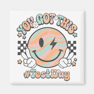 Groovy Smile Face Hier Got du den Testtag Magnet