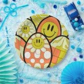 Groovy Smiley Face Easter Party Paper Plates Pappteller (Party)