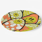 Groovy Smiley Face Easter Party Paper Plates Pappteller (Schrägansicht)