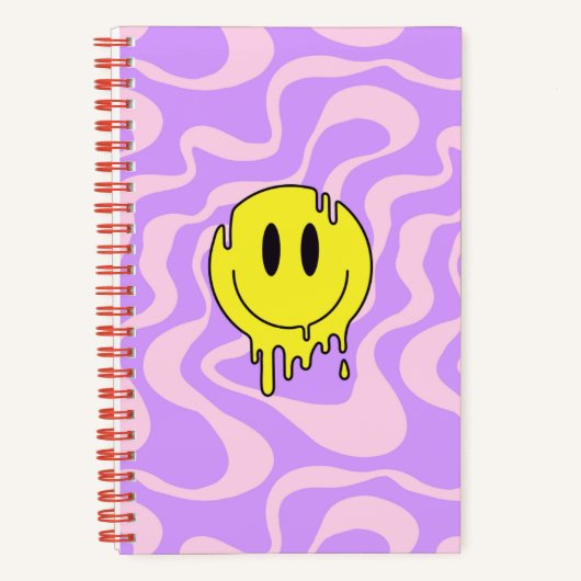 Groovy Smiley Notebook | LILA GEFÄRBTE KRAWATTE Notizblock (Vorderseite)