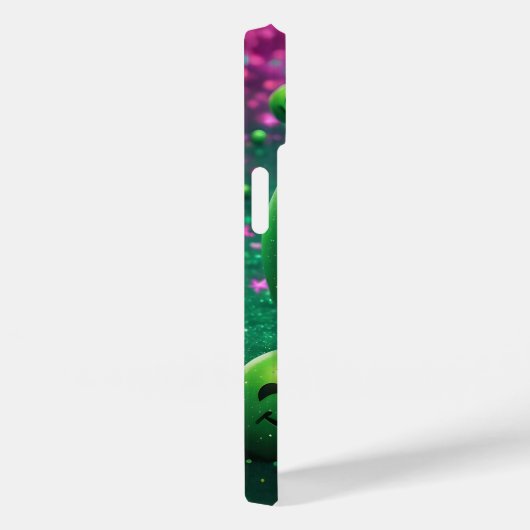 Groovy Smiley Vibes – Neon Green & Cosmic purple Case-Mate iPhone Hülle (Rückseite / Rechts)