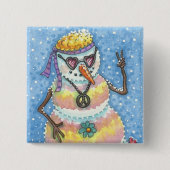 GROOVY SNOWMAN FRIACE SIGN CHRISTMAS HOLIDAY BUTTO BUTTON (Vorderseite)