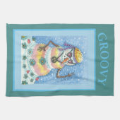 GROOVY SNOWMAN FRIEDENSSIGN, CHRISTMAS KITCHEN TOW GESCHIRRTUCH (Horizontal)