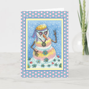 GROOVY SNOWMAN PEACE CHRISTMAS GREETCARD V FEIERTAGSKARTE