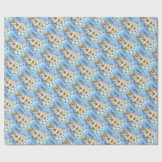 GROOVY SNOWMAN, PEACE SIGN CHRISTMAS GIFT WRAP GESCHENKPAPIER (Flach)
