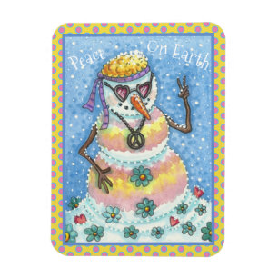GROOVY SNOWMAN "WELTFRIEDEN" CHRISTMAS MAGNET