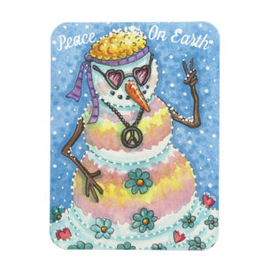 GROOVY SNOWMAN "WELTFRIEDEN" CHRISTMAS MAGNET