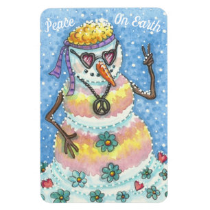 GROOVY SNOWMAN "WELTFRIEDEN" CHRISTMAS MAGNET