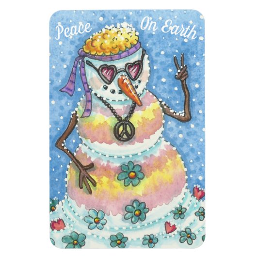GROOVY SNOWMAN "WELTFRIEDEN" CHRISTMAS MAGNET (Vertikal)