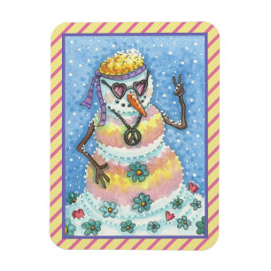 GROOVY SNOWMAN WELTFRIEDEN CHRISTMAS MAGNET Rec