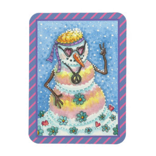 GROOVY SNOWMAN WELTFRIEDEN CHRISTMAS MAGNET Rec