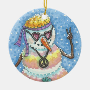 Groovy Snowman WELTFRIEDEN CHRISTMAS ORNAMENT