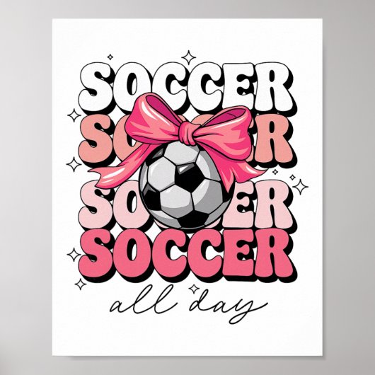 Groovy Soccer Coquette Bow Mädchen Frauenfußball A Poster (Vorne)
