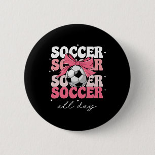 Groovy Soccer Coquette Schleife Mädchen Frauen Fuß Button