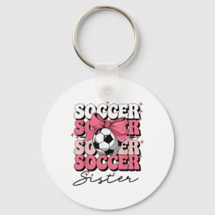 Groovy Soccer Sister Coquette Bow Soccer Schlüsselanhänger