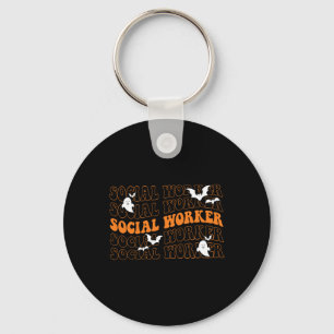 Groovy Social Worker Ghost Halloween School Social Schlüsselanhänger