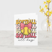 Groovy Softball Coquette Bow Softball Lover Softba Karte (Gelbe Blume)