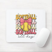 Groovy Softball Coquette Bow Softball Lover Softba Mousepad (Mit Mouse)