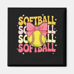 Groovy Softball Kokette Bogen Softball Liebhaber S Magnet