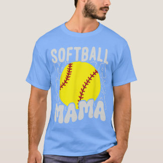 Groovy Softball Mama Softball Daughters Game Mothe T-Shirt