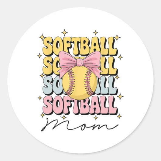Groovy Softll Mama Mutter Kokette Schleife Softll Runder Aufkleber (Vorderseite)