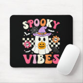 Groovy Soky Vibes Retro Ghost Holding Pumpkin Hall Mousepad (Mit Mouse)