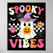 Groovy Soky Vibes Retro Ghost Holding Pumpkin Hall Poster (Vorne)