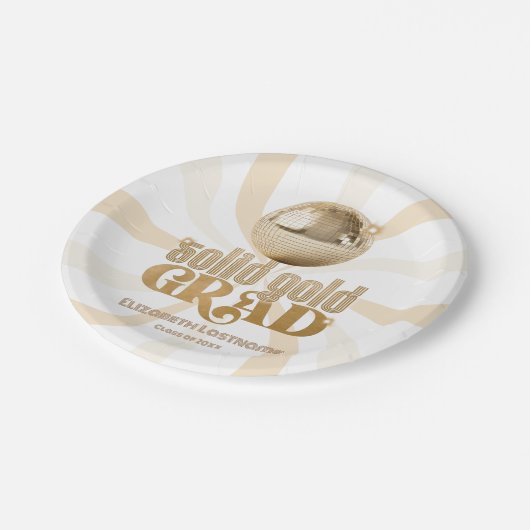 Groovy Solid Gold Grad Disco Graduation Party Pappteller (Schrägansicht)