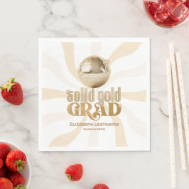 Groovy Solid Gold Grad Disco Graduation Party Serviette