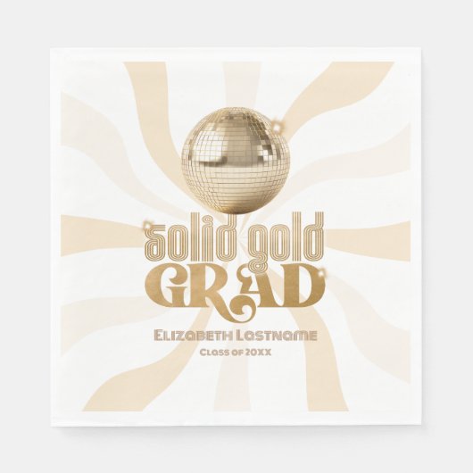 Groovy Solid Gold Grad Disco Graduation Party Serviette (Vorderseite)