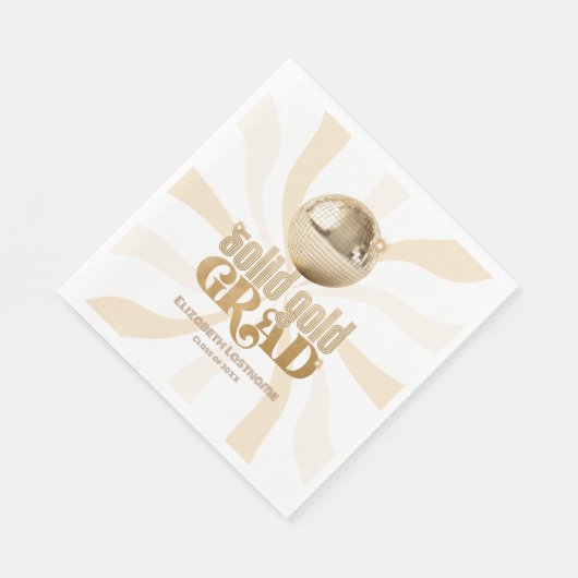 Groovy Solid Gold Grad Disco Graduation Party Serviette (Ecke)