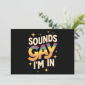 Groovy Sounds Gay I bin in LGBT Rainbow Pride Einladung (Stehend Vorderseite)
