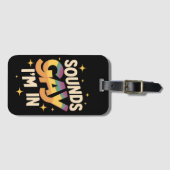 Groovy Sounds Gay I bin in LGBT Rainbow Pride Gepäckanhänger (Vorderseite (Horizontal))