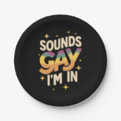 Groovy Sounds Gay I bin in LGBT Rainbow Pride Pappteller (Vorderseite)
